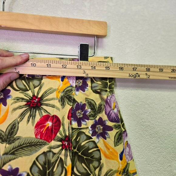 Vintage Tropical Floral Faux Wrap High-Waist Skirt Button & Zip Closure - Picture 8 of 13
